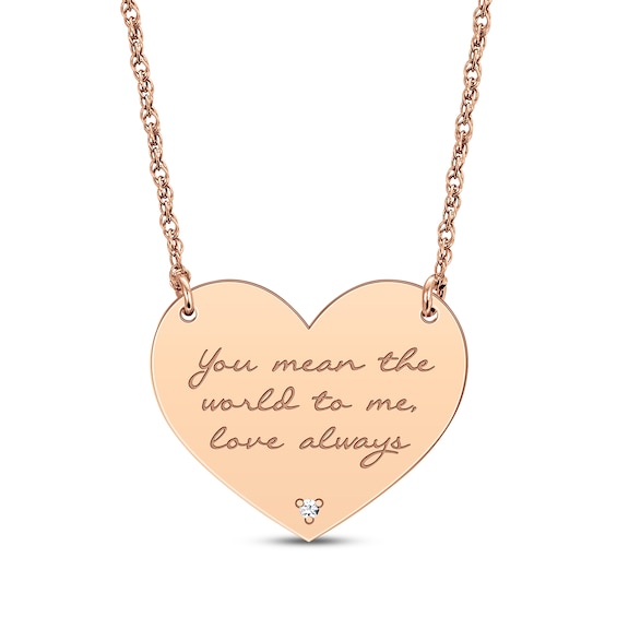 Diamond Accent Heart Necklace 14K Rose Gold 18”
