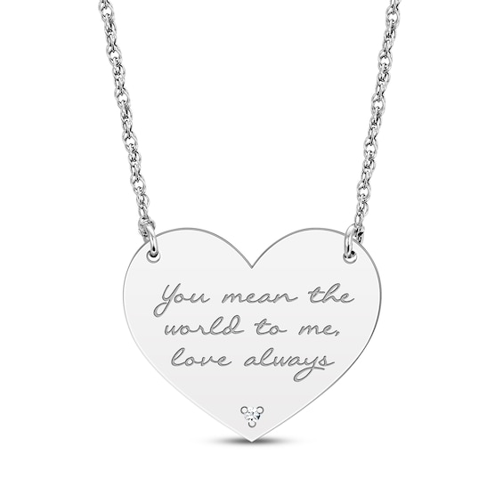 Diamond Accent Heart Necklace 14K White Gold 18”