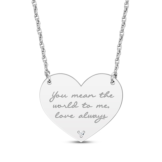 Diamond Accent Heart Necklace 14K White Gold 18”