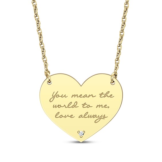 Diamond Accent Heart Necklace 14K Yellow Gold 18”