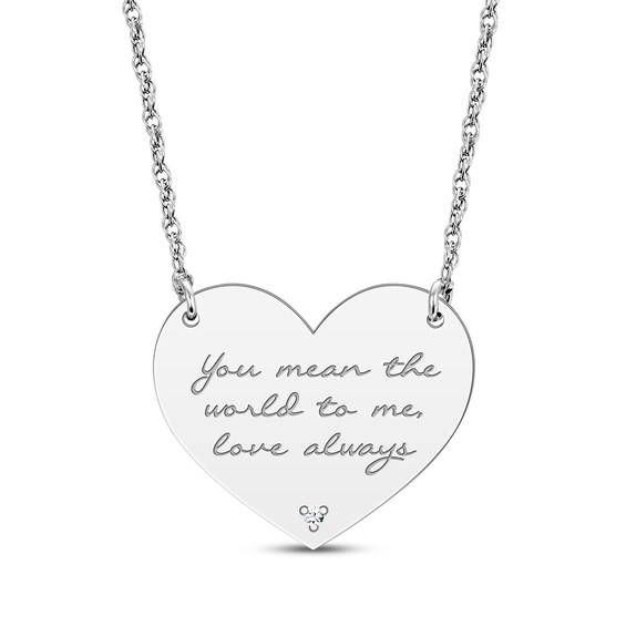 Diamond Accent Heart Necklace Sterling Silver 18”