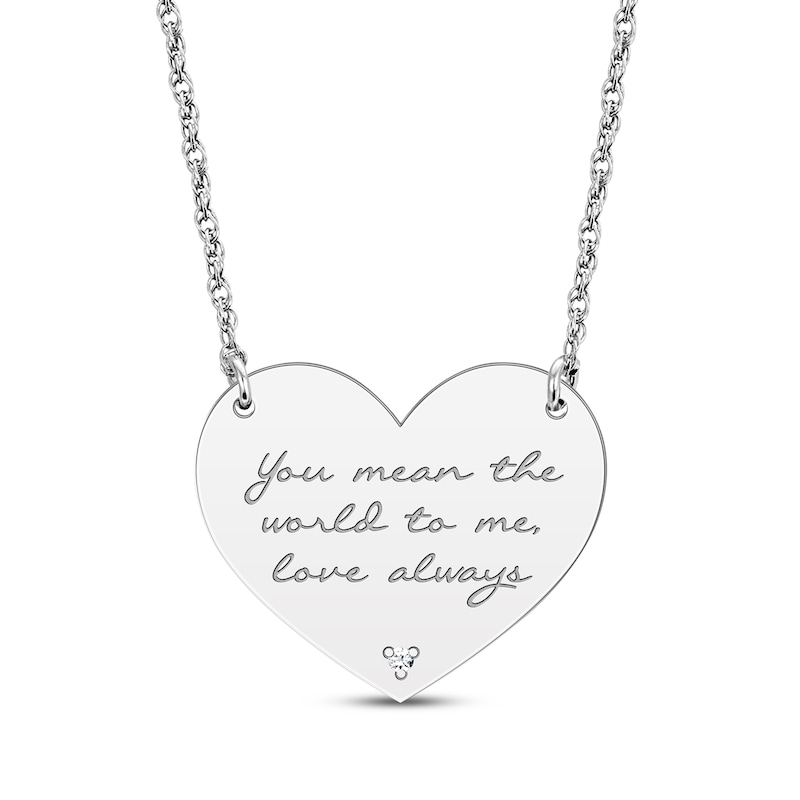 Main Image 1 of Diamond Accent Heart Necklace Sterling Silver 18”