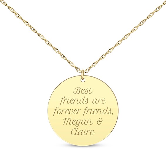 Circle Disc Necklace 10K Yellow Gold 18”
