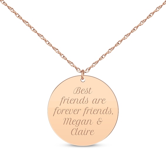 Circle Disc Necklace 14K Rose Gold 18”