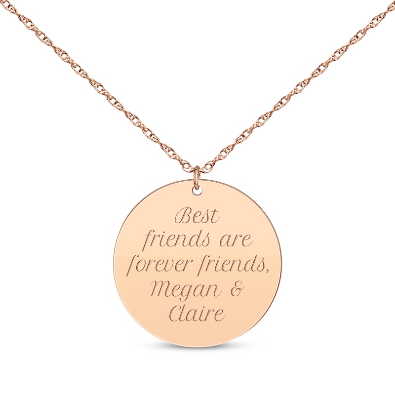 Main Image 1 of Circle Disc Necklace 14K Rose Gold 18”
