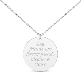 Circle Disc Necklace 14K White Gold 18"
