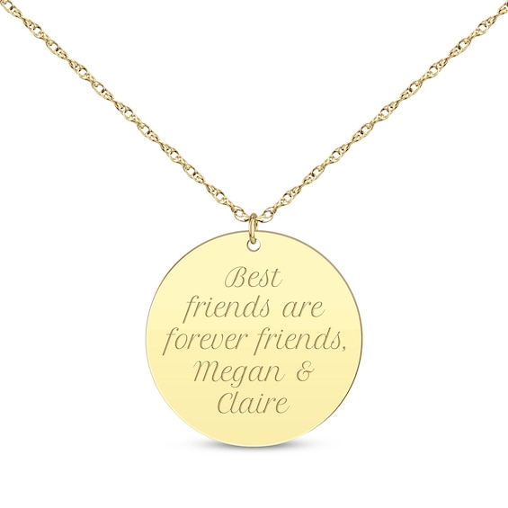 Circle Disc Necklace 14K Yellow Gold 18”