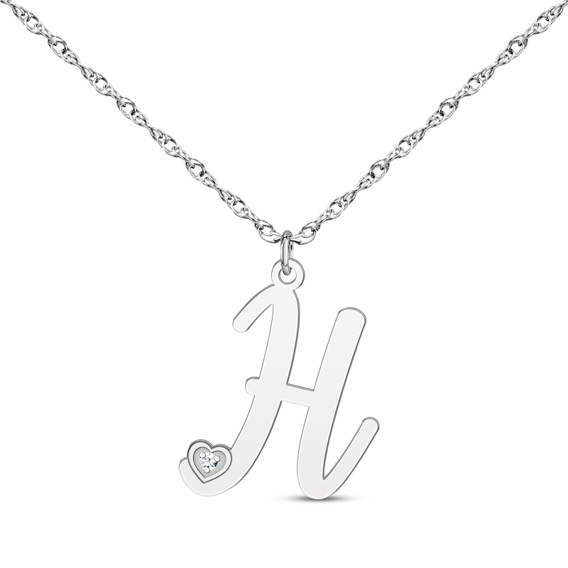 Diamond Accent Initial Necklace 14K White Gold 18