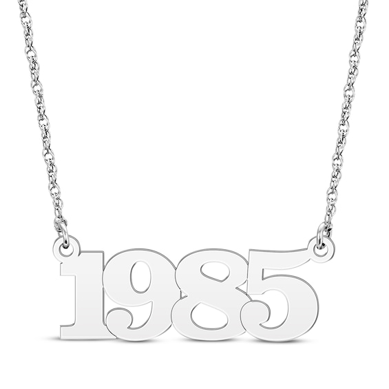 Classic Year Necklace 14K White Gold 18"