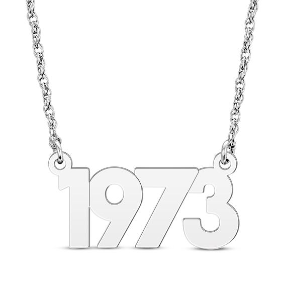 Retro Year Necklace 10K White Gold 18"