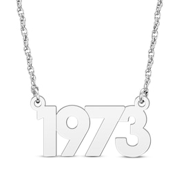 Retro Year Necklace 14K White Gold 18"
