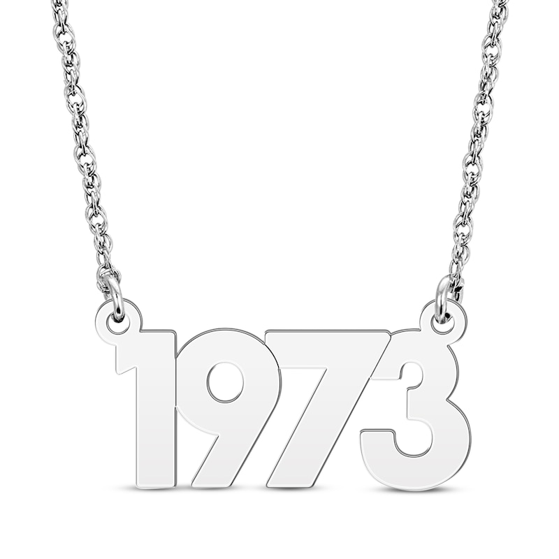 Main Image 1 of Retro Year Necklace 14K White Gold 18&quot;