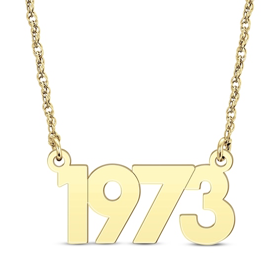 Retro Year Necklace 14K Yellow Gold 18"