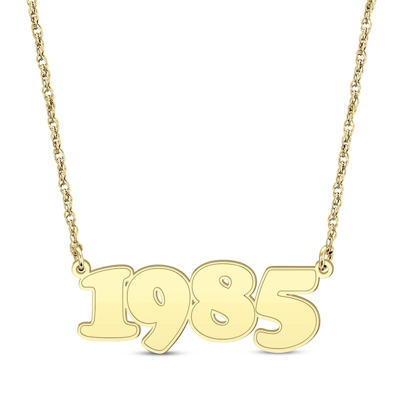 Retro Bubble Number Necklace 10K Yellow Gold 18”