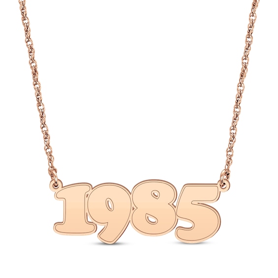Retro Bubble Number Necklace 14K Rose Gold 18”