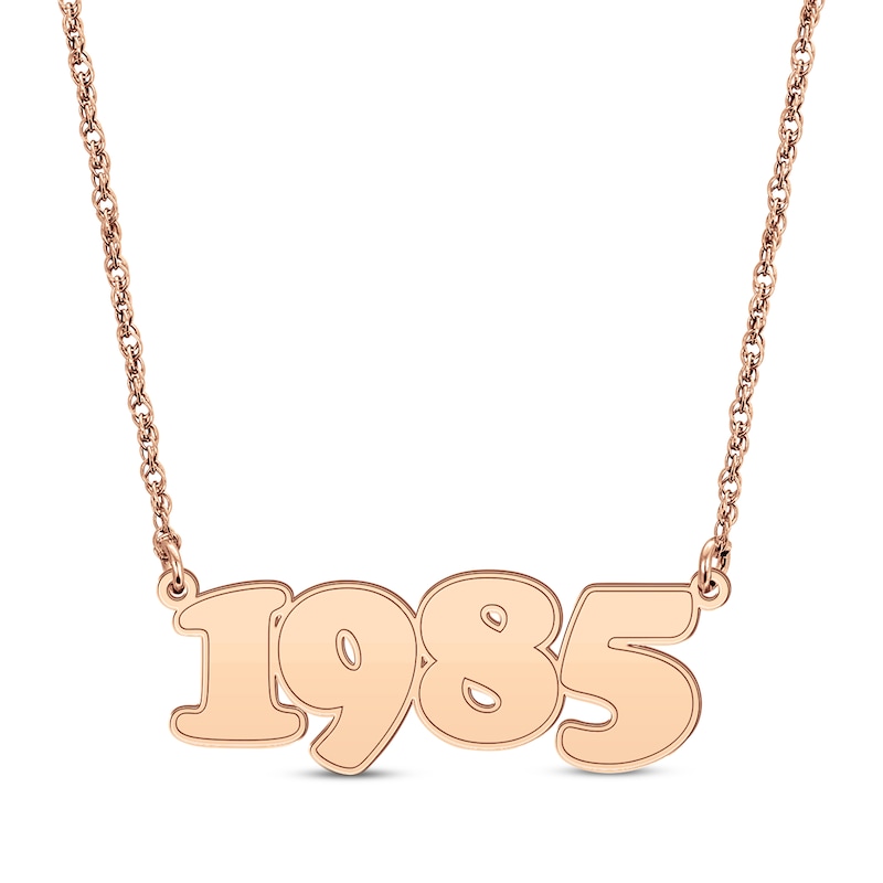 Main Image 1 of Retro Bubble Number Necklace 14K Rose Gold 18”