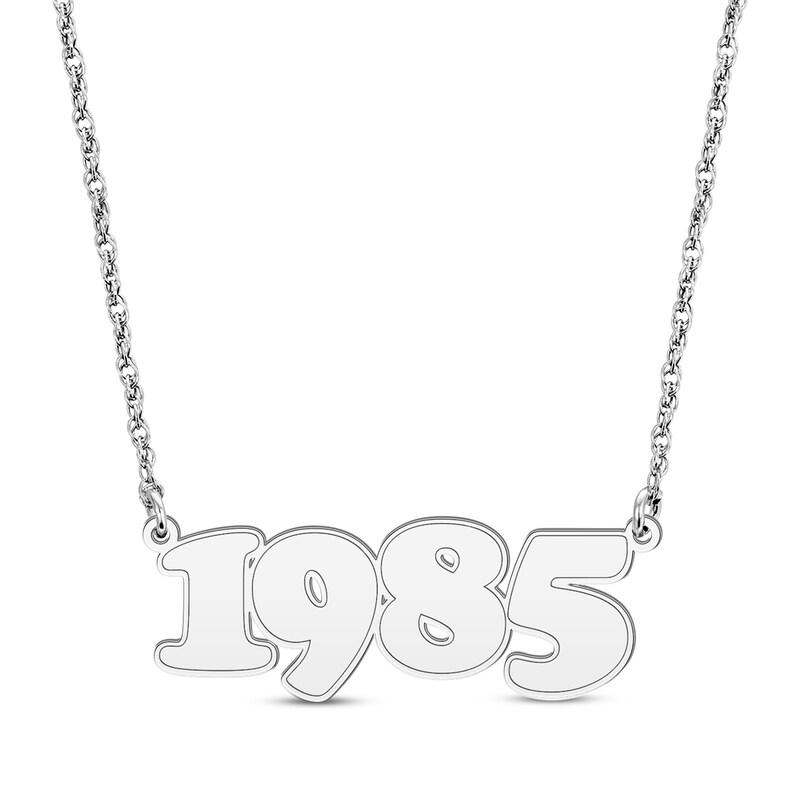 Main Image 1 of Retro Bubble Number Necklace 14K White Gold 18&quot;