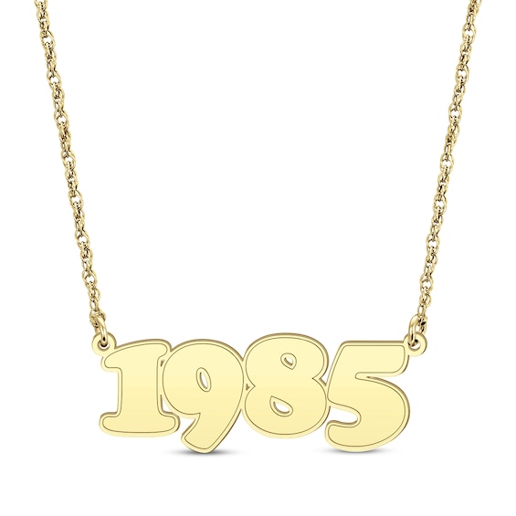 Retro Bubble Number Necklace 14K Yellow Gold 18”