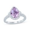 Monique Lhuillier Bliss Pear-Shaped Light Amethyst & Diamond Halo Engagement Ring 3/8 ct tw 14K White Gold