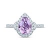 Thumbnail Image 3 of Monique Lhuillier Bliss Pear-Shaped Light Amethyst & Diamond Halo Engagement Ring 3/8 ct tw 14K White Gold