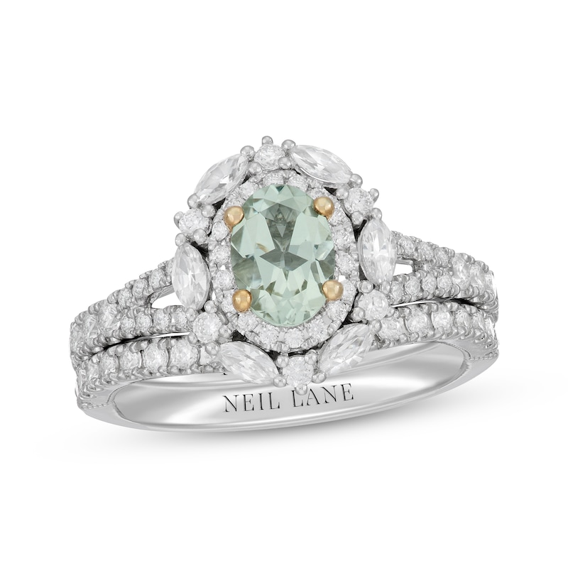 Main Image 1 of Neil Lane Oval-Cut Green Quartz Bridal Set 7/8 ct tw Diamond 14K White Gold