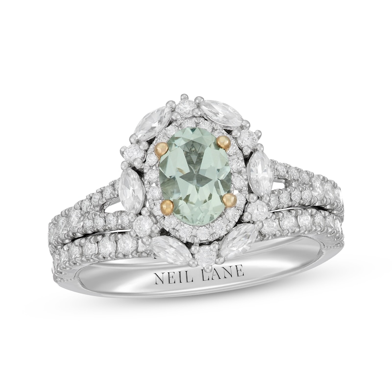 Neil Lane Oval-Cut Green Quartz Bridal Set 7/8 ct tw Diamond 14K White Gold