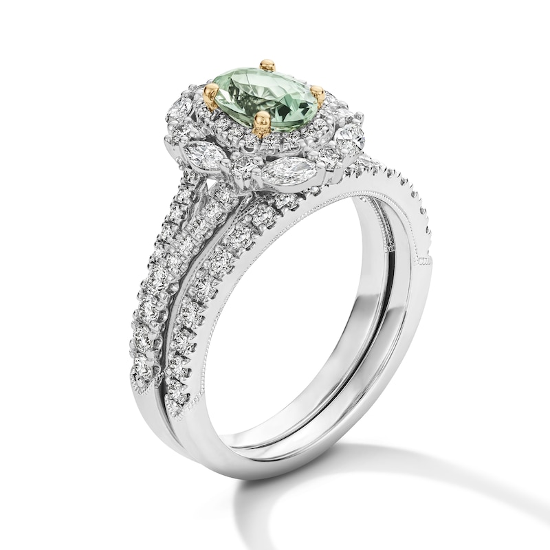 Main Image 3 of Neil Lane Oval-Cut Green Quartz Bridal Set 7/8 ct tw Diamond 14K White Gold