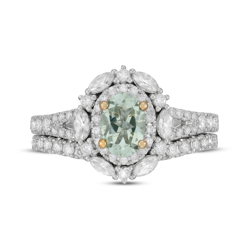 Neil Lane Oval-Cut Green Quartz Bridal Set 7/8 ct tw Diamond 14K White Gold