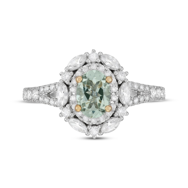 Main Image 3 of Neil Lane Oval-Cut Green Quartz Engagement Ring 3/4 ct tw Diamond 14K White Gold