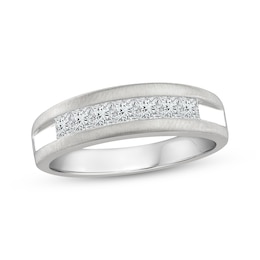Men's Lab-Grown Diamonds Wedding Band 1 ct tw Square-cut 14K White Gold