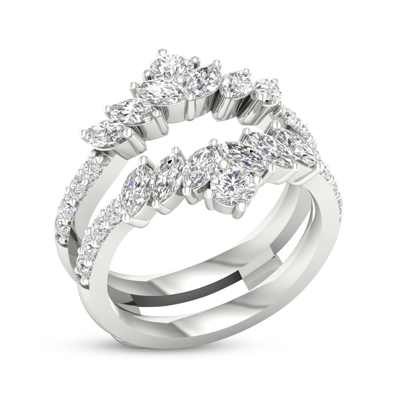 Marquise & Round-Cut Diamond Enhancer Ring 1-1/2 ct tw 14K White Gold