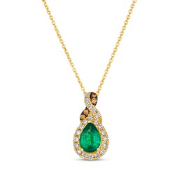 Le Vian Chocolate Twist Emerald Necklace 1/5 ct tw Diamonds 14K Honey Gold 19&quot;