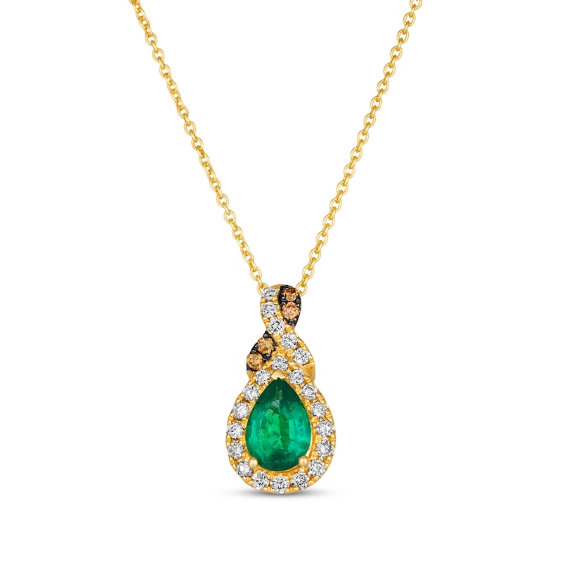 Le Vian Chocolate Twist Emerald Necklace 1/5 ct tw Diamonds 14K Honey Gold 19"