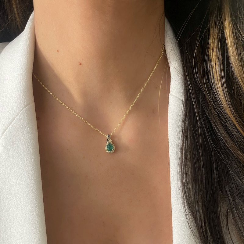 Main Image 4 of Le Vian Chocolate Twist Emerald Necklace 1/5 ct tw Diamonds 14K Honey Gold 19&quot;