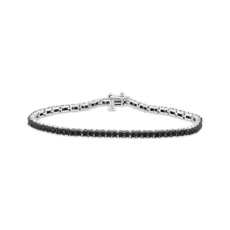 Main Image 1 of Black Diamond Line Bracelet 1 ct tw Sterling Silver 7.25”