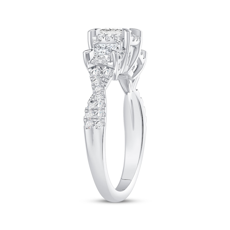 Main Image 2 of Princess-Cut Diamond Three-Stone Engagement Ring 1-1/8 ct tw 14K White Gold