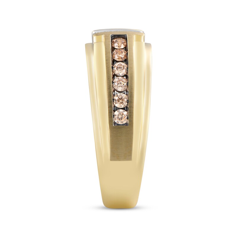 Men’s Round-Cut Brown & Square-Cut White Diamond Wedding Band 5/8 ct tw 10K Yellow Gold