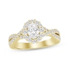 Thumbnail Image 0 of Linked Always Oval-Cut Diamond Halo Engagement Ring 1-1/4 ct tw 14K Yellow Gold