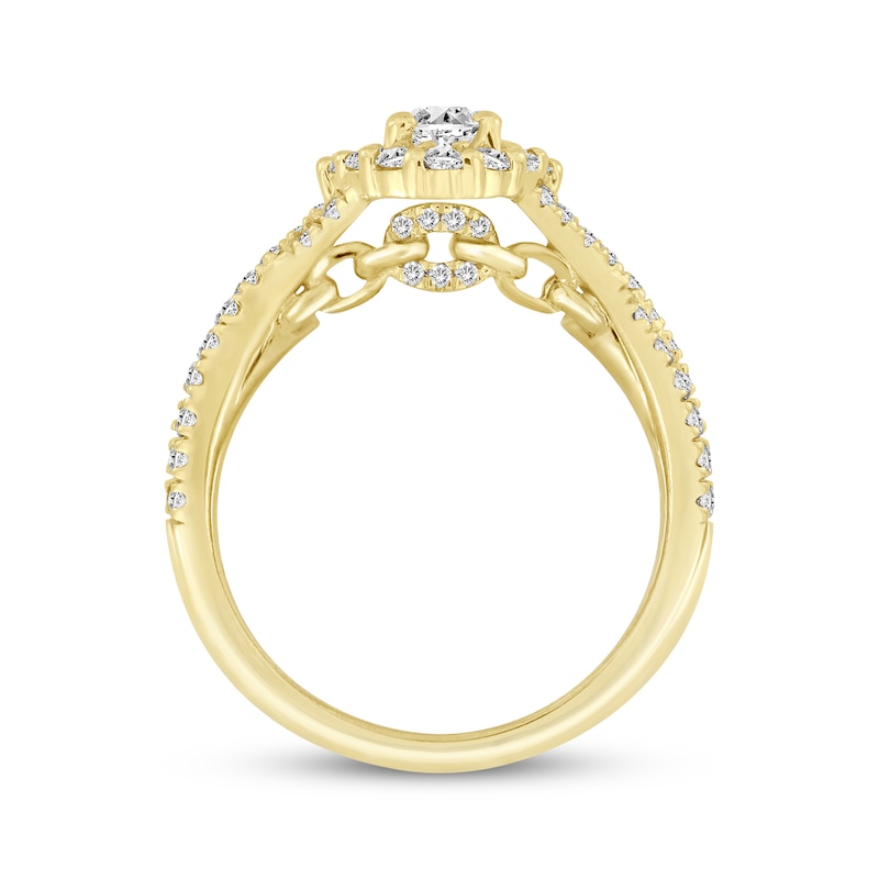 Linked Always Oval-Cut Diamond Halo Engagement Ring 1-1/4 ct tw 14K Yellow Gold