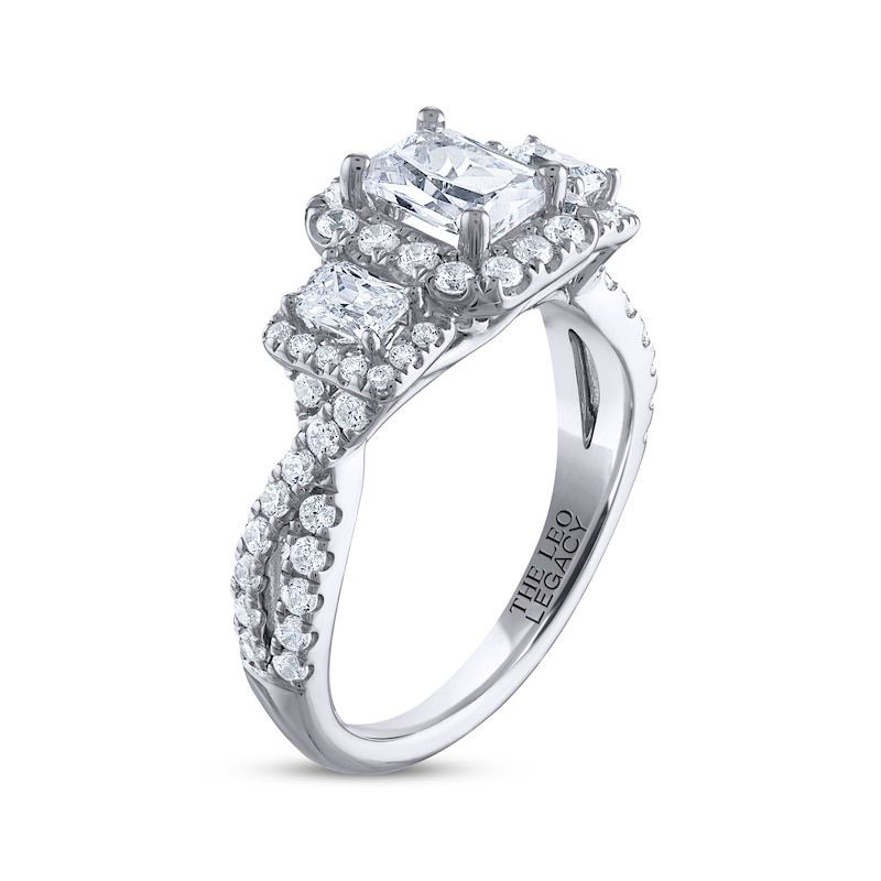 THE LEO Legacy Lab-Created Diamond Emerald-Cut Three-Stone Engagement Ring 1-7/8 ct tw 14K White Gold