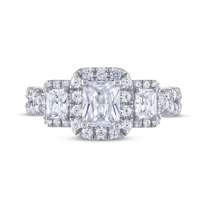 THE LEO Legacy Lab-Created Diamond Emerald-Cut Three-Stone Engagement Ring 1-7/8 ct tw 14K White Gold