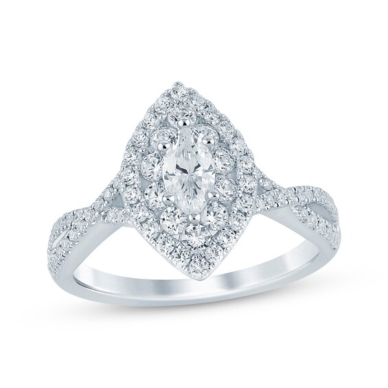Now + Forever Marquise-Cut Diamond Double-Halo Twist Engagement Ring 1 ct tw 14K White Gold