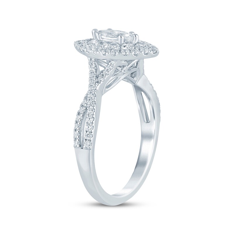 Main Image 2 of Now + Forever Marquise-Cut Diamond Double-Halo Twist Engagement Ring 1 ct tw 14K White Gold