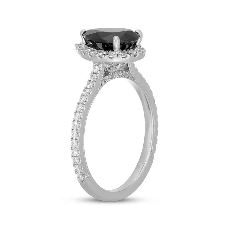 Main Image 2 of Neil Lane Pear-Shaped Black Diamond & White Diamond Engagement Ring 2 ct tw 14K White Gold