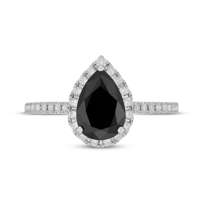 Neil Lane Pear-Shaped Black Diamond & White Diamond Engagement Ring 2 ct tw 14K White Gold