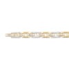 Baguette & Round-Cut Diamond Panther Link Bracelet 1 ct tw 10K Yellow Gold 7”