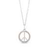 Hallmark Diamonds Peace Sign Necklace 1/6 ct tw Sterling Silver & 10K Rose Gold 18"