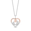 Hallmark Diamonds Footprint Heart Necklace 1/10 ct tw Sterling Silver & 10K Rose Gold 18"