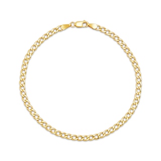 Curb Chain Necklace 2.3mm Hollow 10K Yellow Gold 22"
