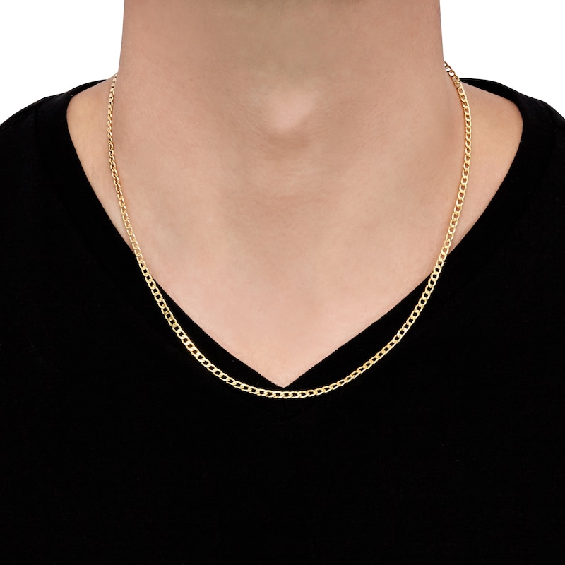 Main Image 3 of Curb Chain Necklace 2.3mm Hollow 10K Yellow Gold 22&quot;